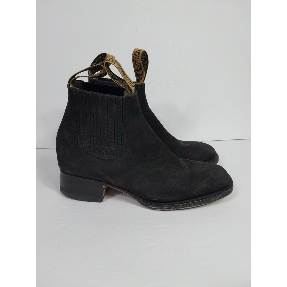 White Diamonds Blk Nubuck Women Chelsea Pull On Boot Square Toe  22.5 US  Sz 5.5